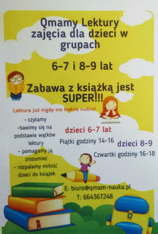 plakat reklamujący zajęcia czytelnicze dla młodszych dzieci